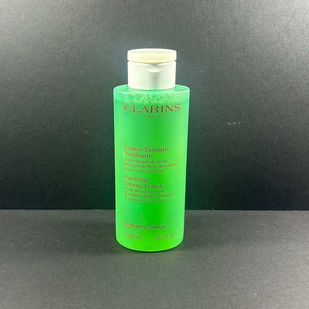 Clarins Purifying Toning Lotion Green 13.5oz 400ml Meadowsweet Saffron Oily Skin